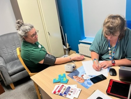 Staff have blood pressure checked